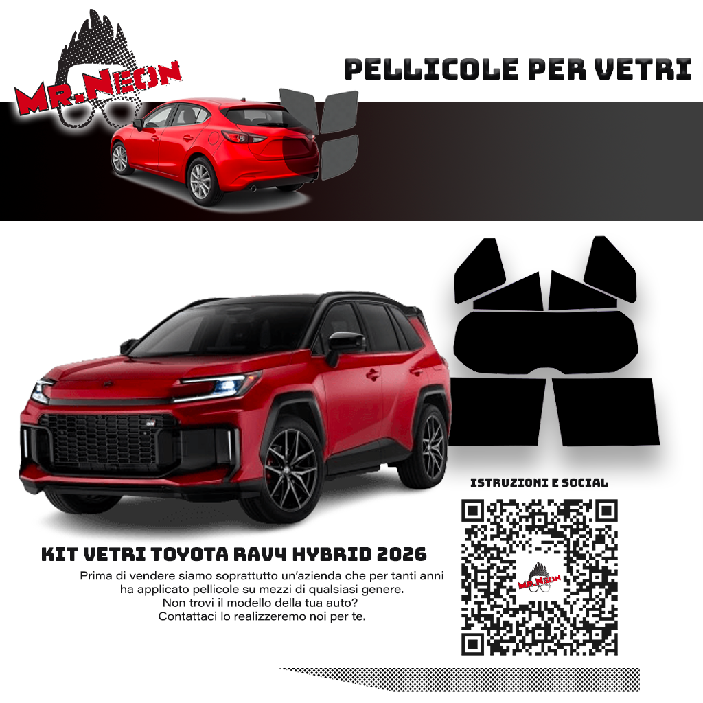 Kit Pellicola Oscurante Vetri Posteriori Compatibile con Toyota RAV4 Hybrid 2026 – Pretagliato