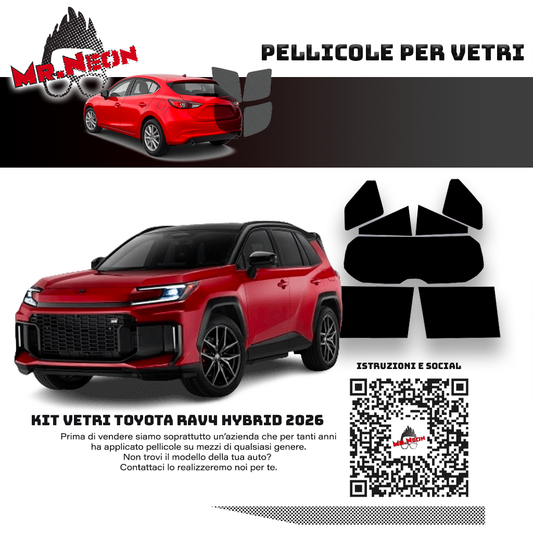 Kit Pellicola Oscurante Vetri Posteriori Compatibile con Toyota RAV4 Hybrid 2026 – Pretagliato