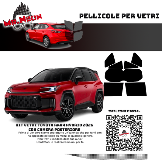 Kit Pellicola Oscurante Vetri Posteriori Compatibile con Toyota RAV4 Hybrid 2026 con retrocamera– Pretagliato