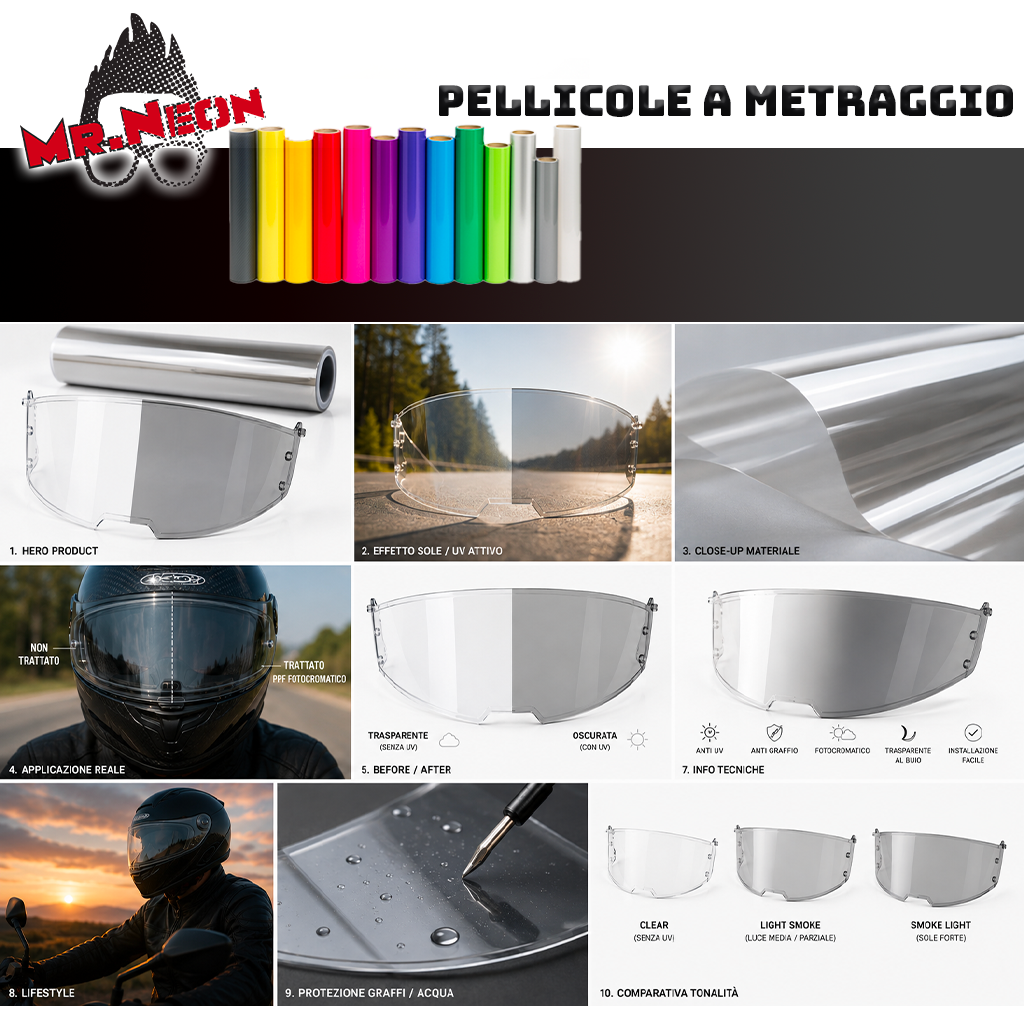 Pellicola Fotocromatica per Visiere Moto – Smoke e Viola UV