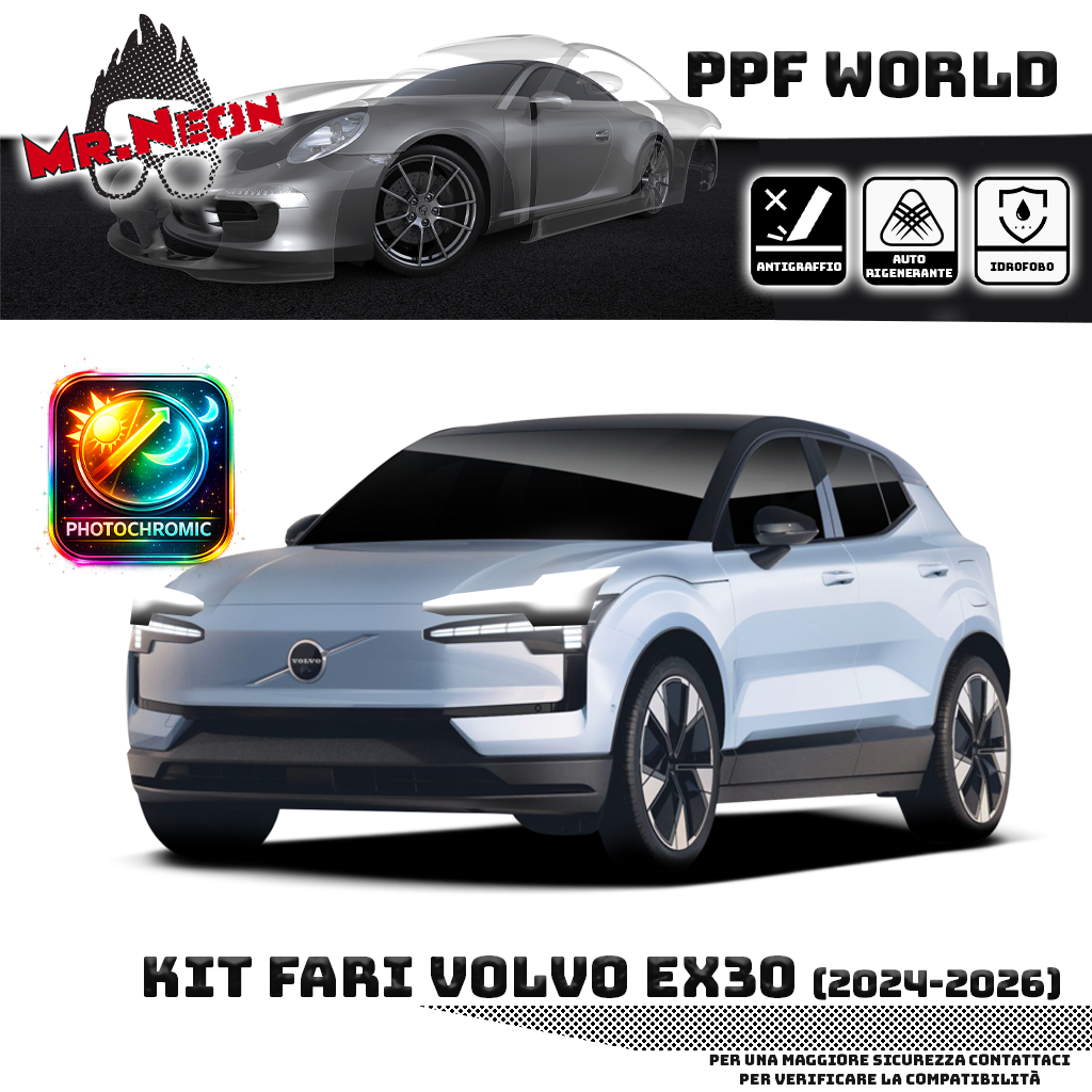Kit PPF Fari Anteriori compatibile con Volvo EX30 (2024–2026) – Pellicola Protettiva Pretagliata