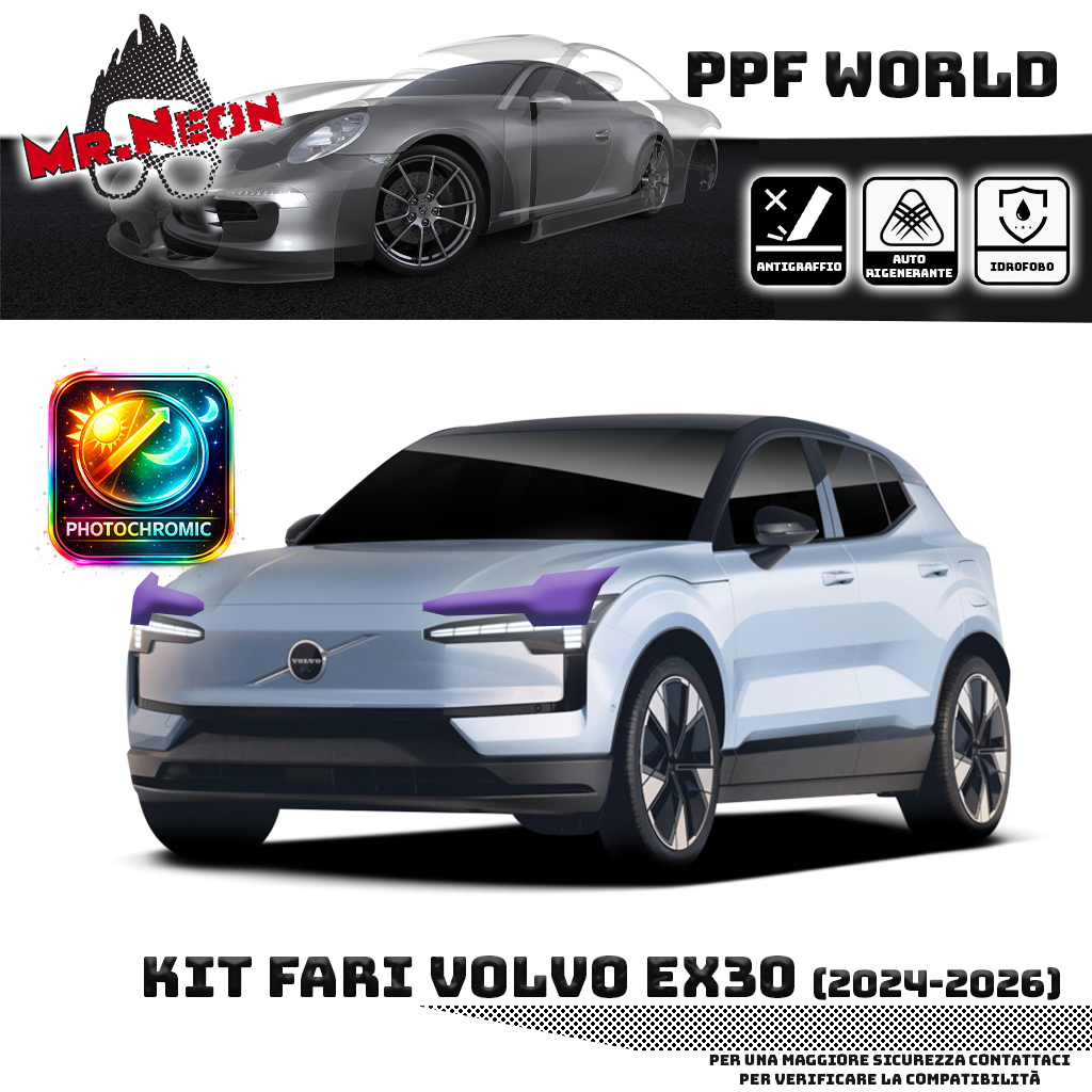 Kit PPF Fari Anteriori compatibile con Volvo EX30 (2024–2026) – Pellicola Protettiva Pretagliata