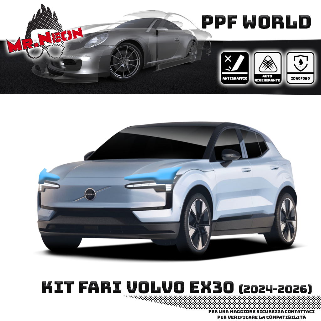 Kit PPF Fari Anteriori compatibile con Volvo EX30 (2024–2026) – Pellicola Protettiva Pretagliata