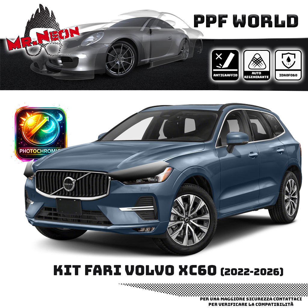 Kit Pellicola Protettiva Fari Volvo XC60 2022-2026 – PPF Trasparente o Fotocromatico Pretagliato