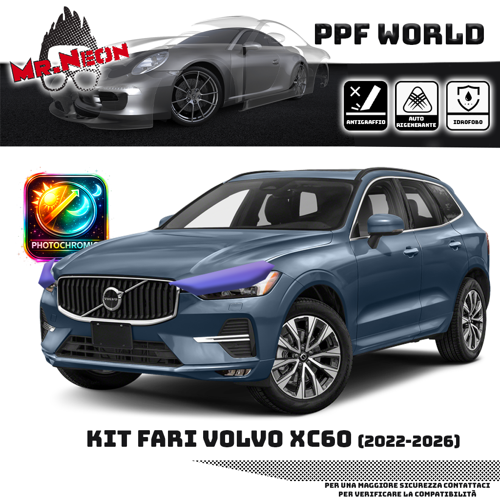 Kit Pellicola Protettiva Fari Volvo XC60 2022-2026 – PPF Trasparente o Fotocromatico Pretagliato