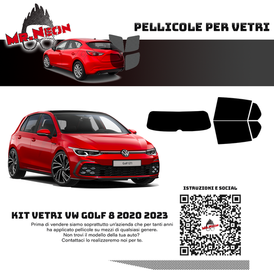 Kit pellicola oscurante posteriore pretagliato per Volkswagen Golf 8 2020-2023