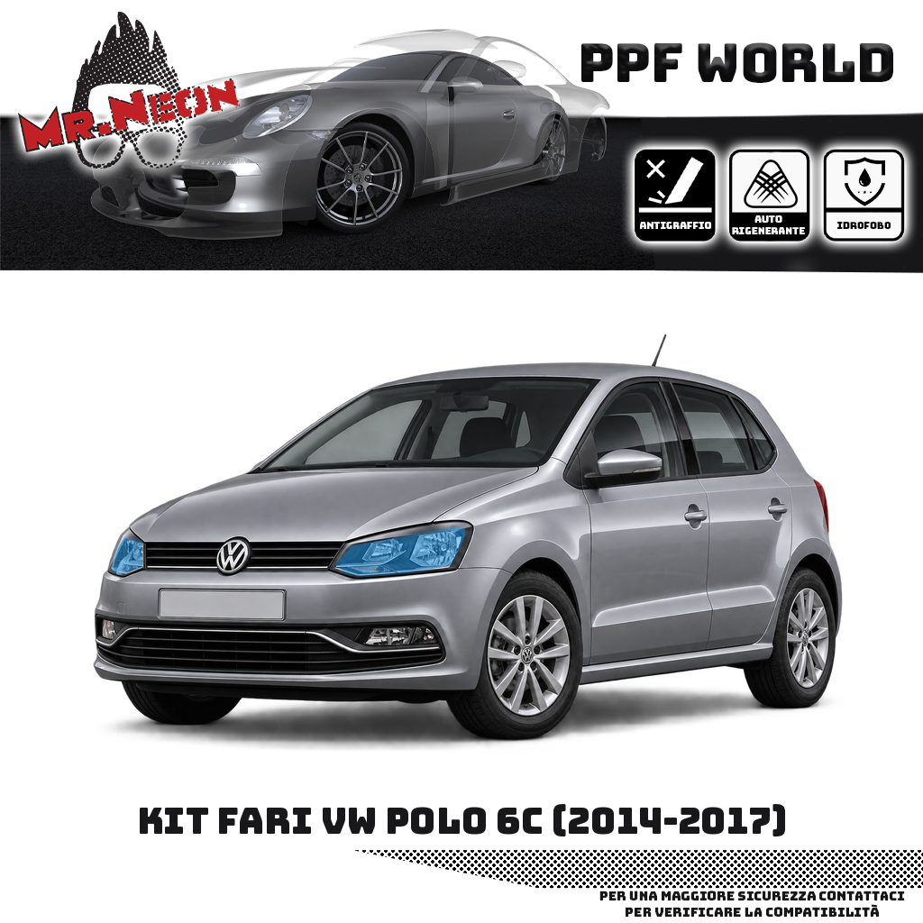 Kit PPF fari anteriori VW Polo 6C 2014–2017 — trasparente