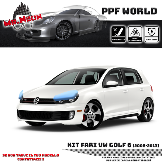 Kit Pellicola Protettiva Fari VW Golf 6 (2008–2013) – PPF Trasparente o Fotocromatico Pretagliato