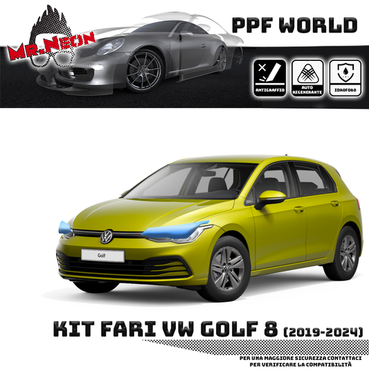 Kit Pellicola Protettiva Fari VW Golf 8 (2019–2023) – PPF Trasparente o Fotocromatico Pretagliato