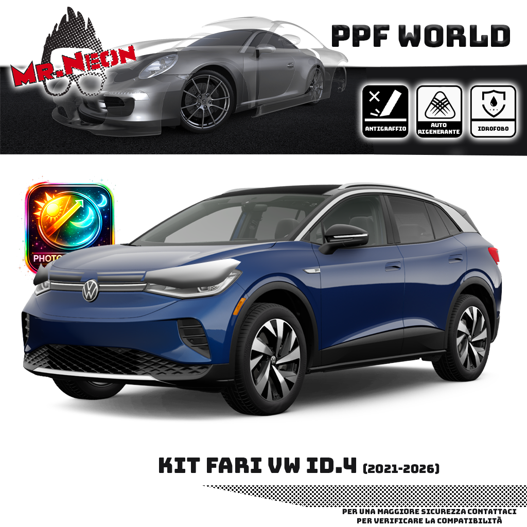 Kit Pellicola Protettiva Fari Volkswagen ID.4 2021-2026 – PPF Trasparente o Fotocromatico Pretagliato