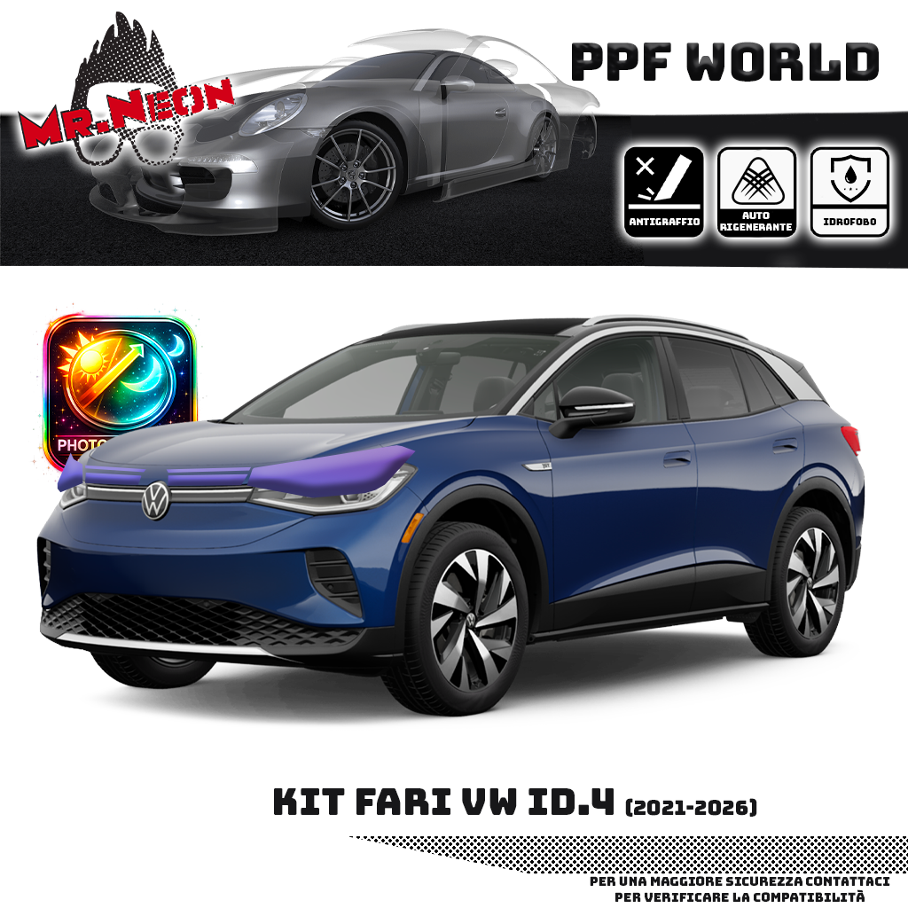 Kit Pellicola Protettiva Fari Volkswagen ID.4 2021-2026 – PPF Trasparente o Fotocromatico Pretagliato