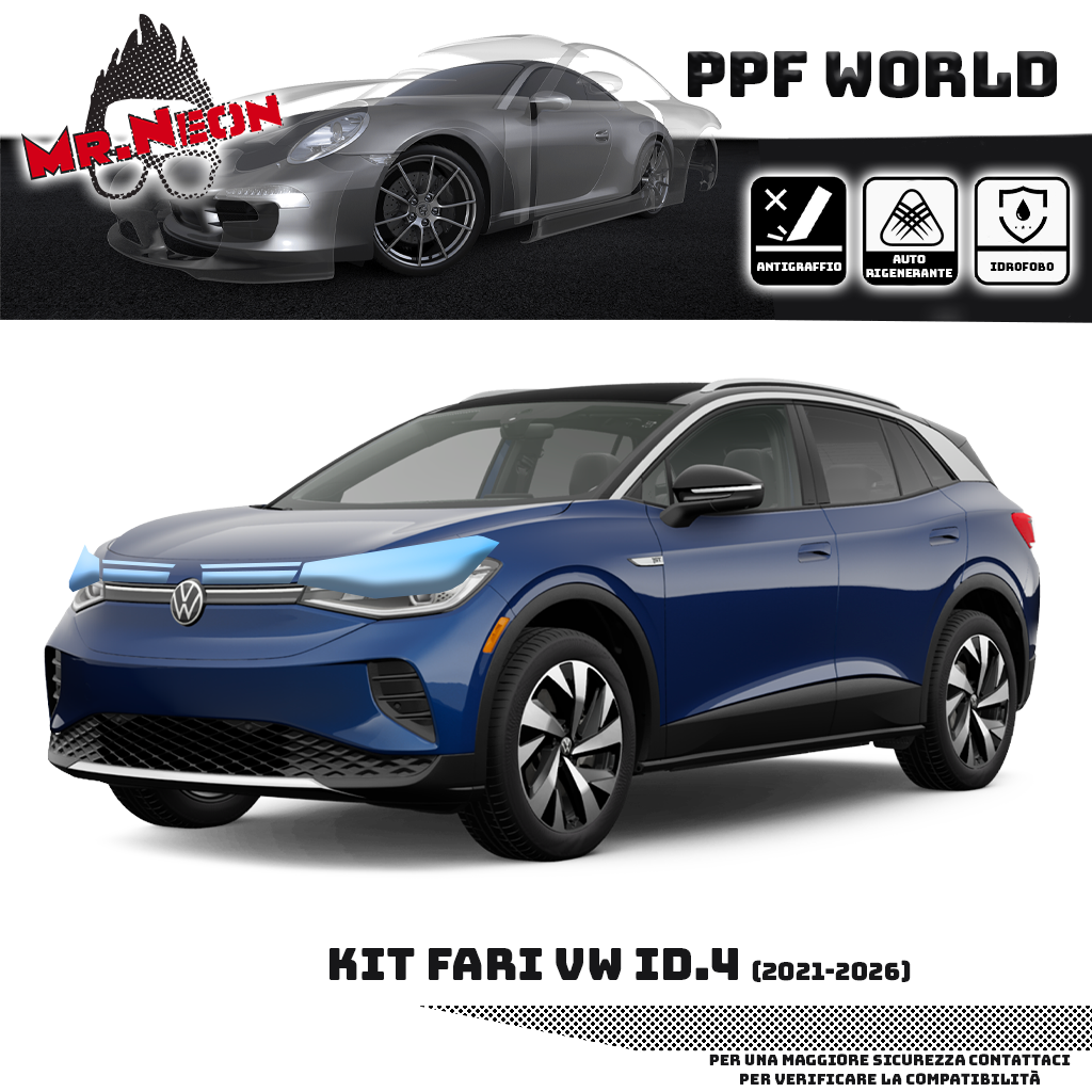 Kit Pellicola Protettiva Fari Volkswagen ID.4 2021-2026 – PPF Trasparente o Fotocromatico Pretagliato