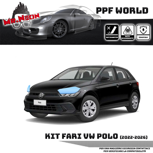 Kit Pellicola Protettiva Fari Volkswagen Polo 2021-2024 – PPF Trasparente o Fotocromatico Pretagliato