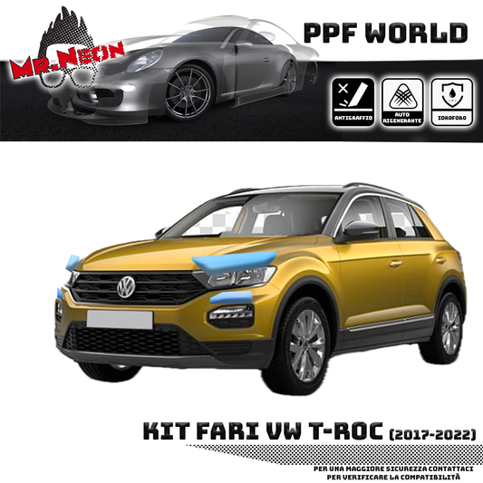 Kit Pellicola Protettiva Fari Volkswagen T-Roc 2017-2022 – PPF Trasparente o Fotocromatico Pretagliato