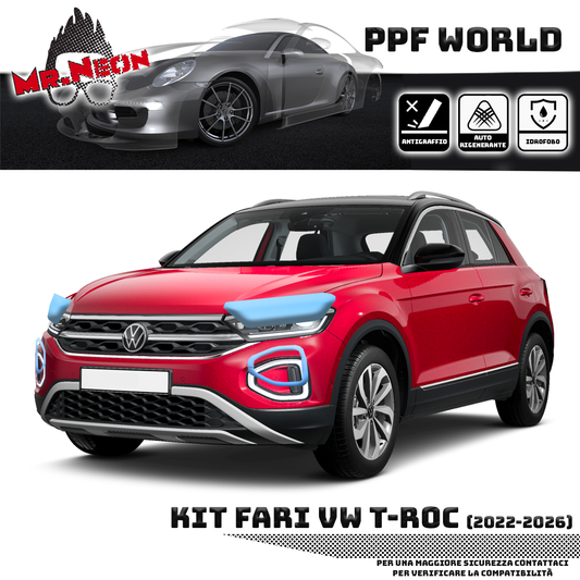 Kit Pellicola Protettiva Fari Volkswagen T-Roc 2022-2026 – PPF Trasparente o Fotocromatico Pretagliato