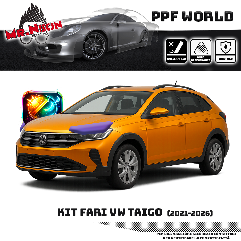 Kit PPF Fari Anteriori Volkswagen Taigo (2021–2026) – Pellicola Protettiva Pretagliata