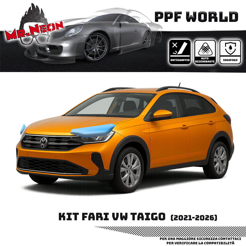 Kit PPF Fari Anteriori Volkswagen Taigo (2021–2026) – Pellicola Protettiva Pretagliata